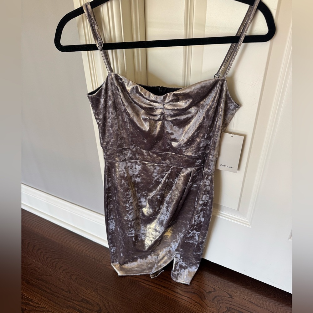 Zara velvet with metallic accents mini dress
